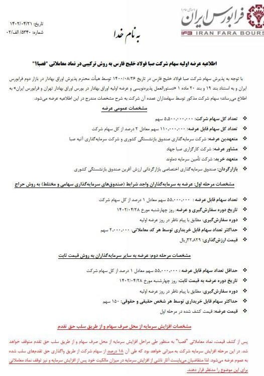 تا ساعتی دیگر هفتمین عرضه اولیه فرابورس انجام می‌شود