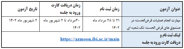 برگزاری آزمون‌ مهارت انجام عملیات قرض‌الحسنه در صندوق­ های قرض الحسنه تک شعبه‌ای