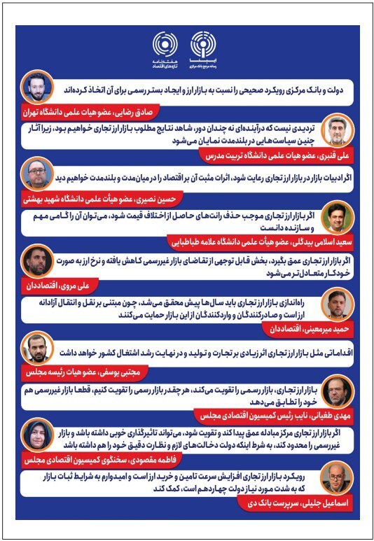 حمایت ۱۱۰ کارشناس و فعال اقتصادی از بازار ارز تجاری حمایت ۱۱۰ کارشناس و فعال اقتصادی از بازار ارز تجاری