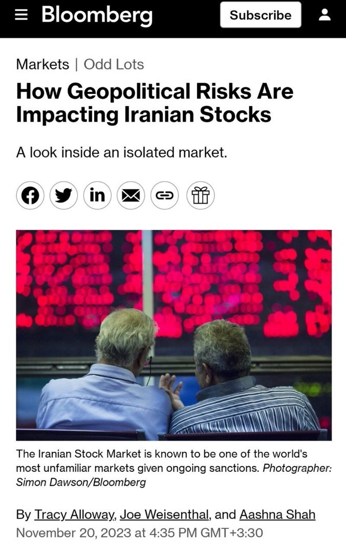 بلومبرگ: سرمایه‌گذاری در ۱۰۰ شرکت بورسی ایران هیچ ریسکی ندارد
