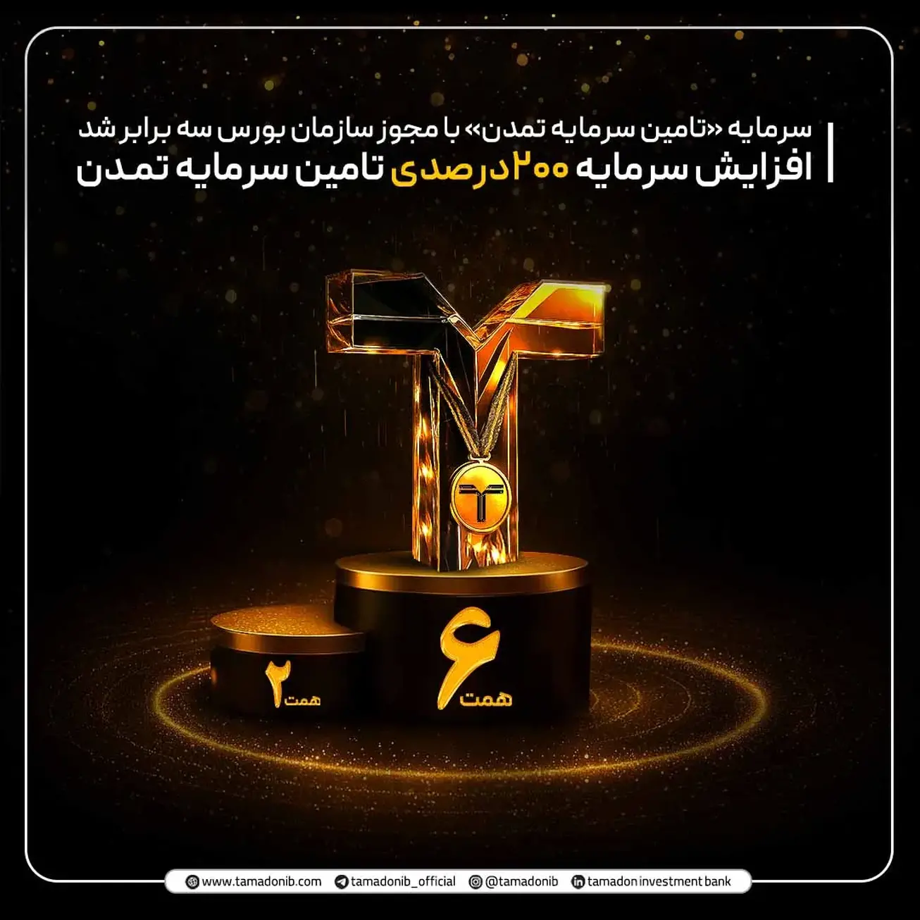 افزایش سرمایه ۲۰۰ درصدی تامین سرمایه تمدن